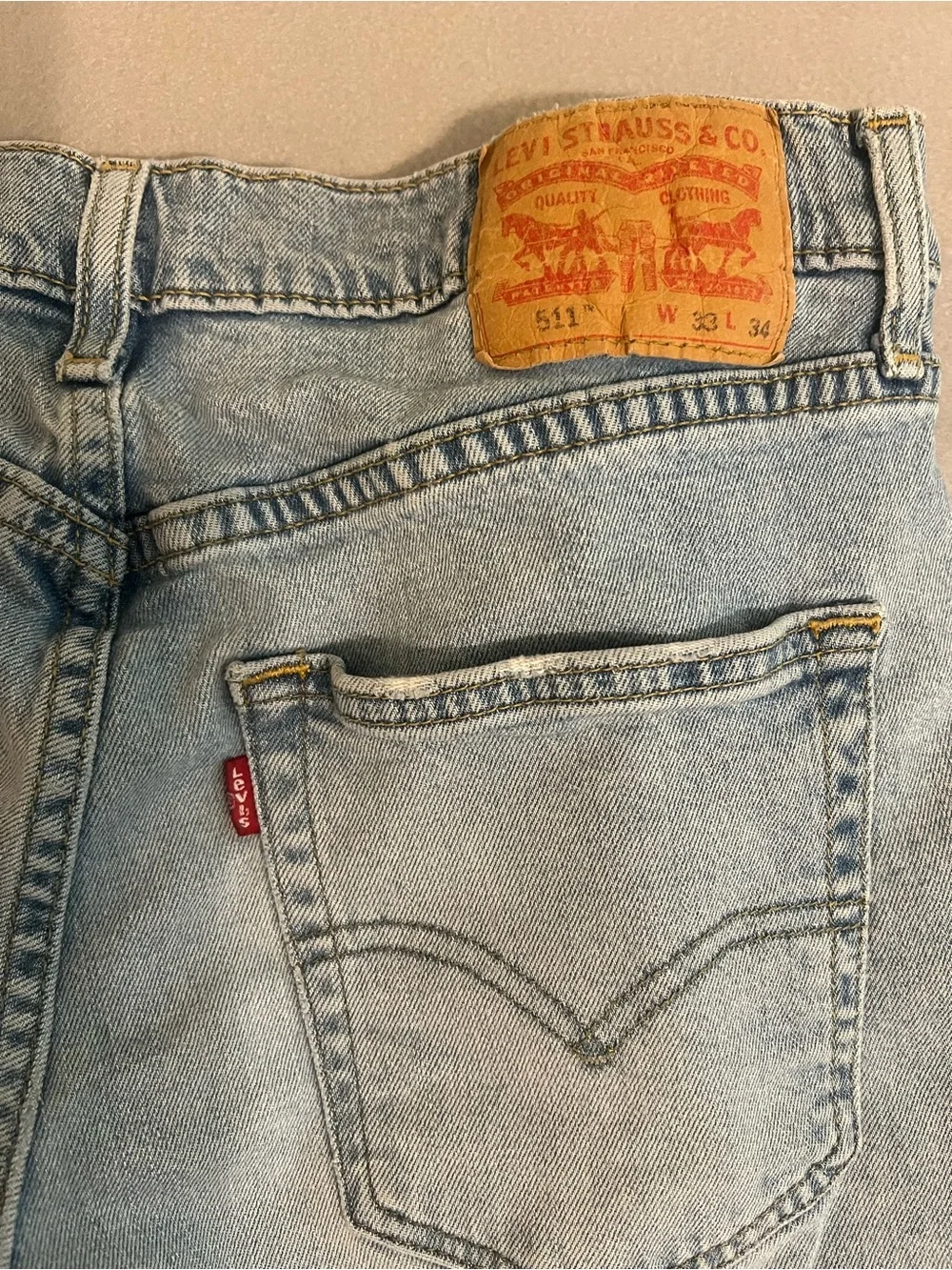 Levi's Light Blue Slim Straight Distressed Jeans